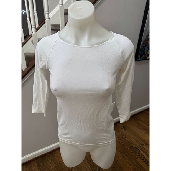Wolford White 3/4 Sleeve Boat Neck Top Tee Size XS - Picture 1 of 2